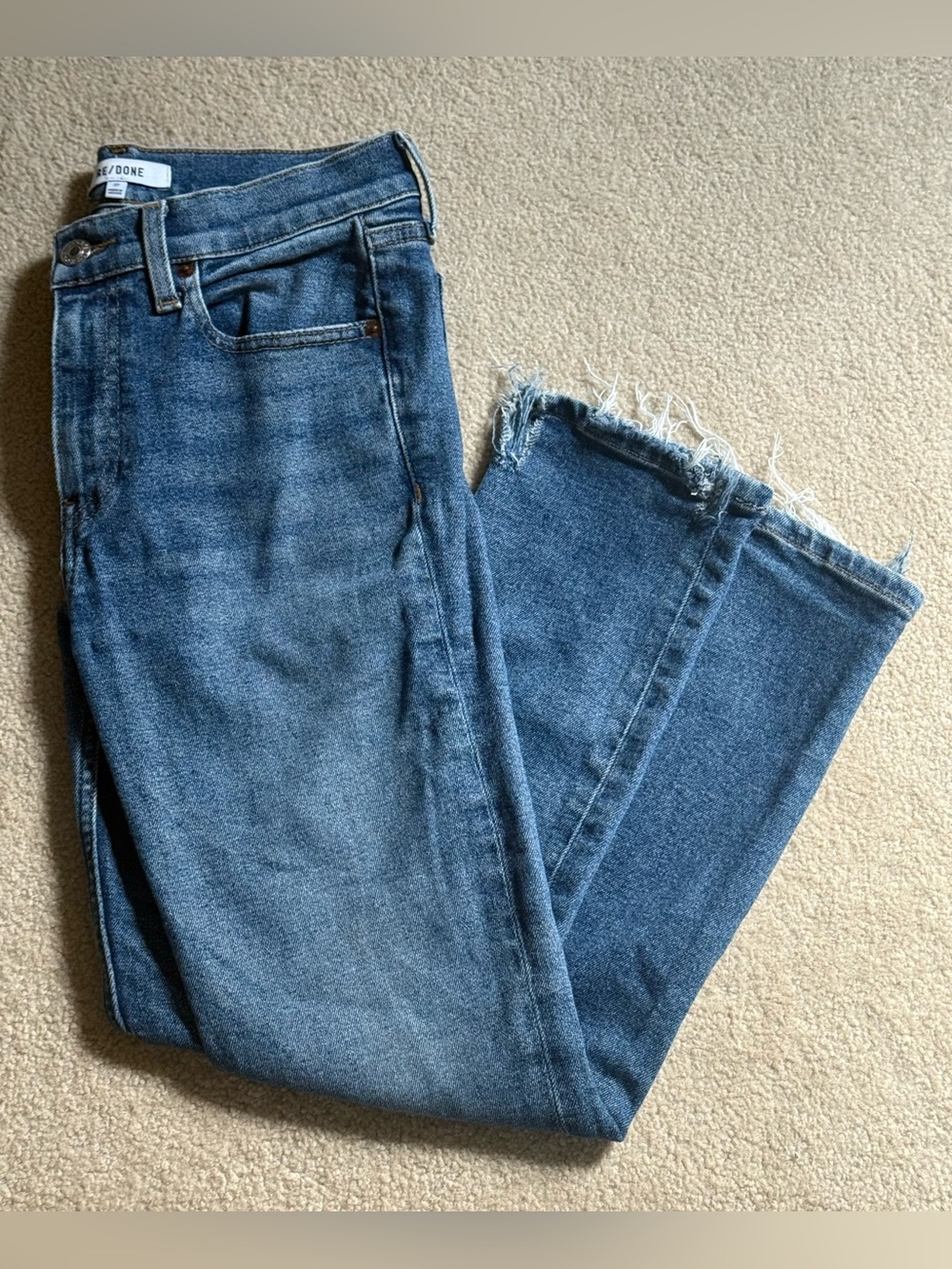 RE/DONE Distressed hem Blue Jeans 27
